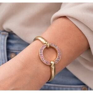 Pomina Gold Pink Stones Circle Bracelet New